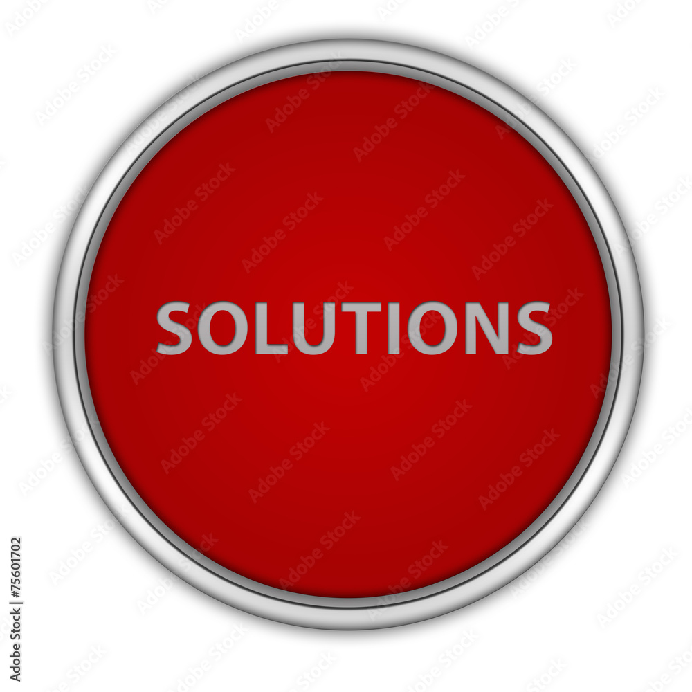 Solutions circular icon on white background Solutions circular icon on white background