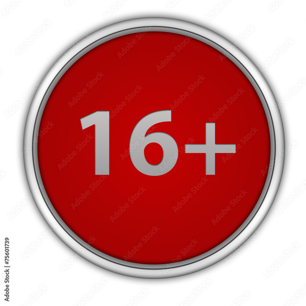 16+ circular icon on white background 16+ circular icon on white background