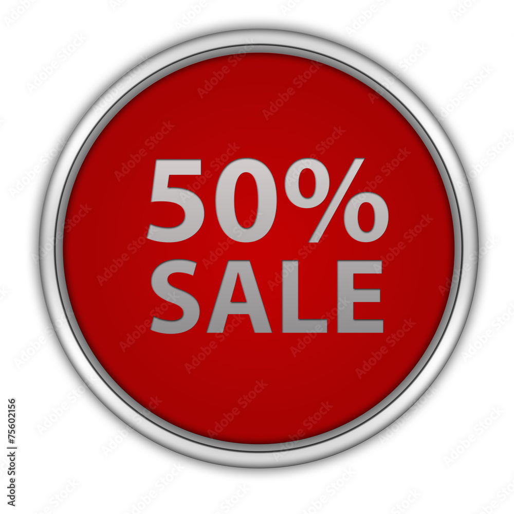 Sale fifty percent circular icon on white background Sale fifty percent circular icon on white background
