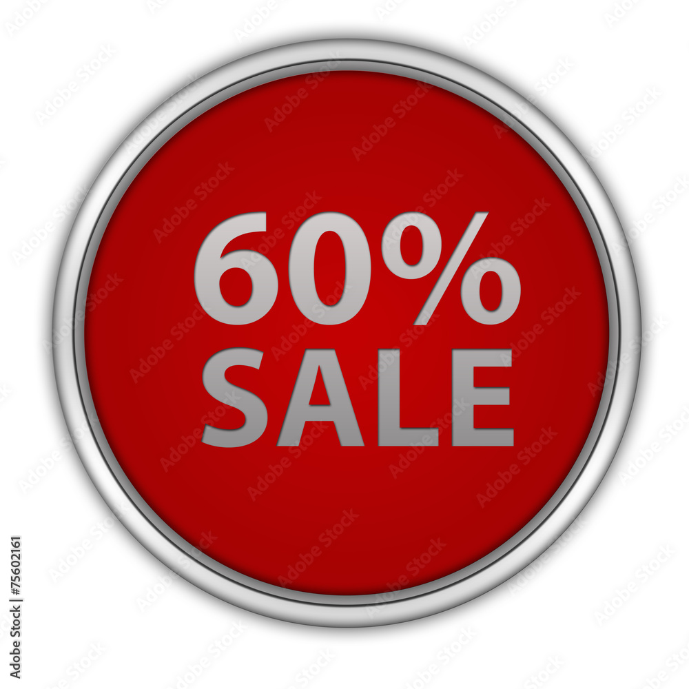 Sale sixty percent circular icon on white background Sale sixty percent circular icon on white background