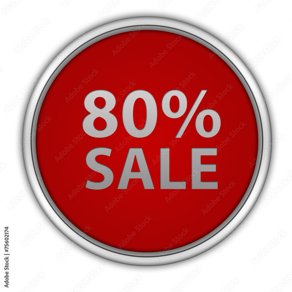 Sale eighty percent circular icon on white background Sale eighty percent circular icon on white background