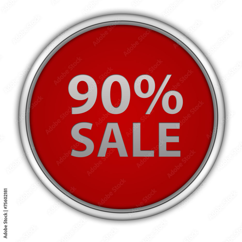 Sale ninety percent circular icon on white background Sale ninety percent circular icon on white background