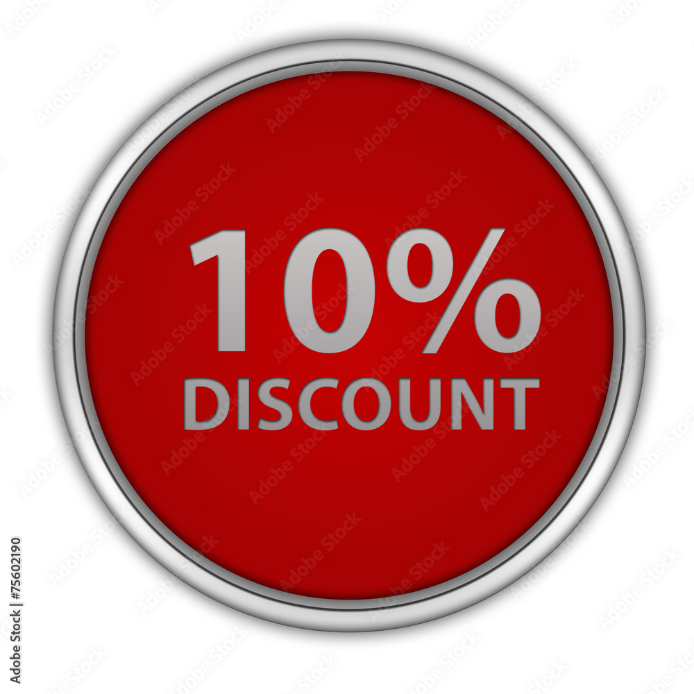 Discount ten percent circular icon on white background Discount ten percent circular icon on white background