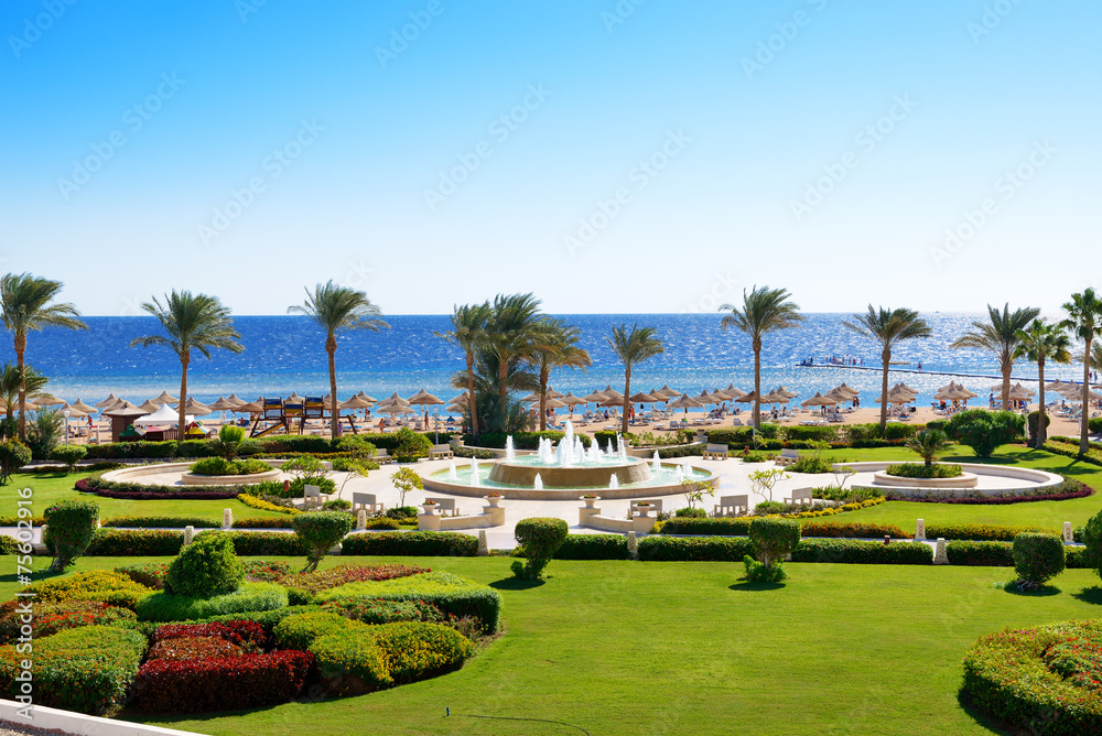 The fountain near beach at the luxury hotel, Sharm el Sheikh, Eg