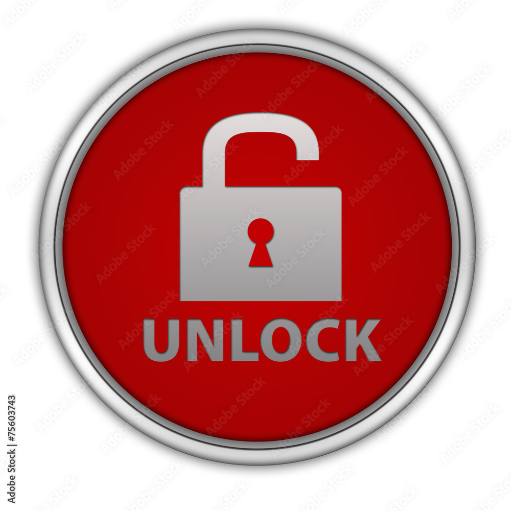 Unclock circular icon on white background Unclock circular icon on white background