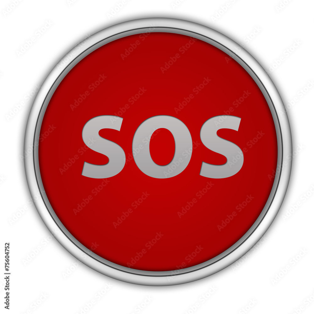 SOS circular icon on white background SOS circular icon on white background