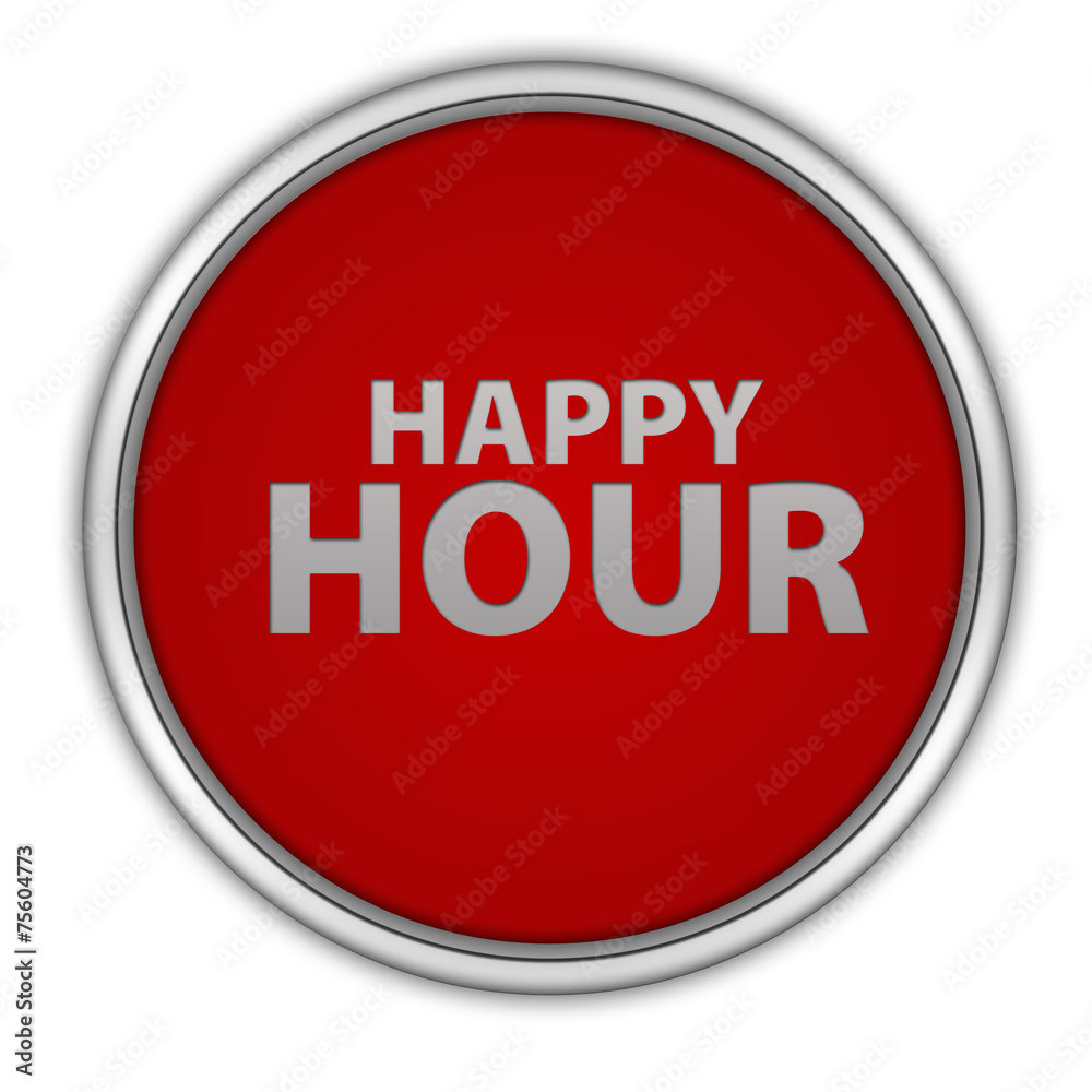 Happy hour circular icon on white background Happy hour circular icon on white background