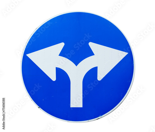 crossroad sign on white