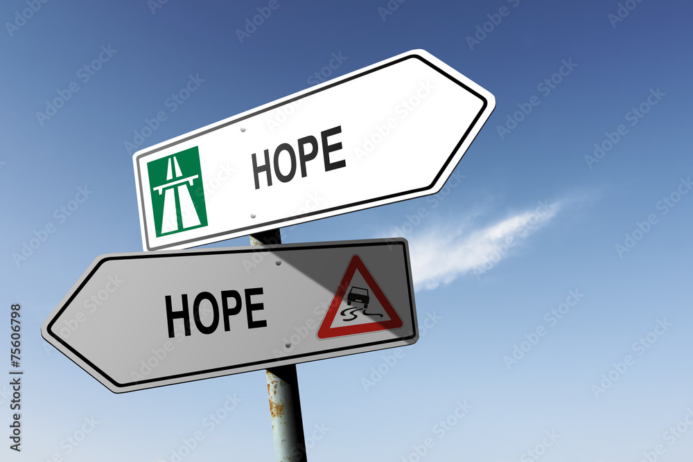 Hope directions. Choice for easy way or hard way.