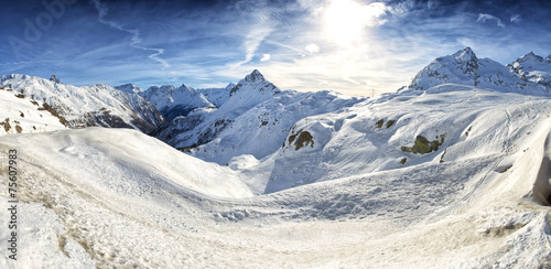Slika na platnu View of Piz Bernina Alps mountains in Switzerland.