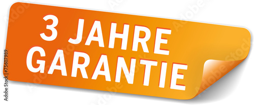 Aufkleber orange 3 Jahre Garantie
