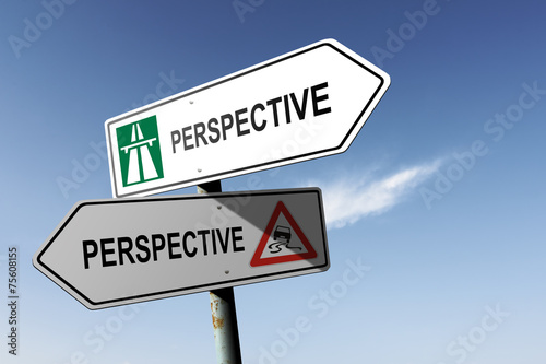 Perspective directions. Choice for easy way or hard way.