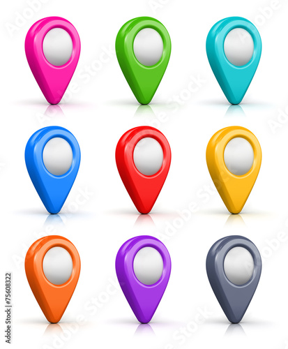 Free Download Set of color map location markers - GFXLoad