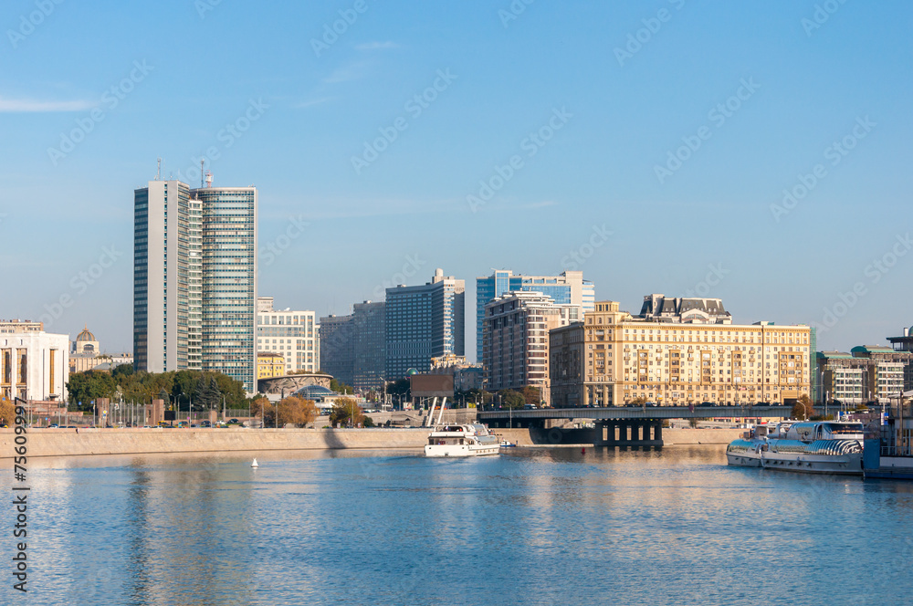 Obraz premium Moscow River embankment. Arbat street.