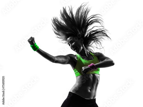 woman exercising fitness zumba dancing silhouette #75610920