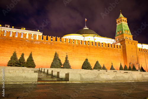 Brick wall of the Kremlin. Russia, Red Square