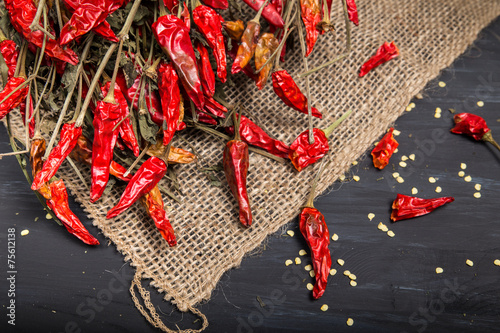 Photo Spicy red dried chilies