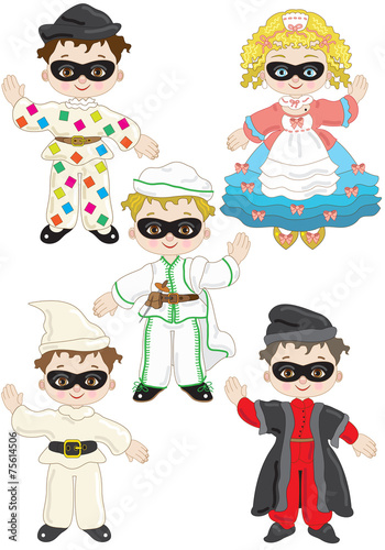 Carnival Masks on White Background