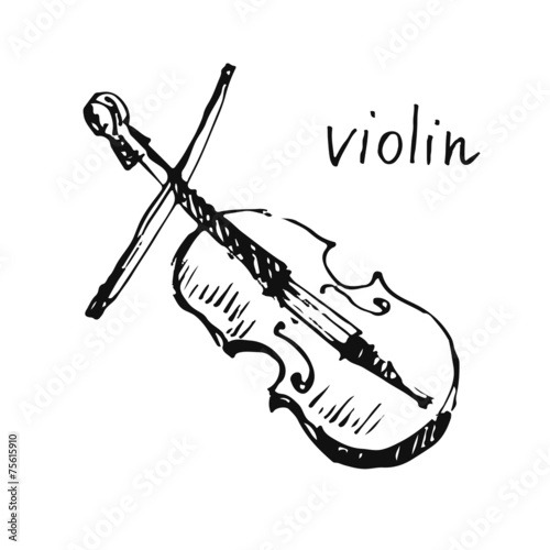 Vector illustration of a violin. Sketch.