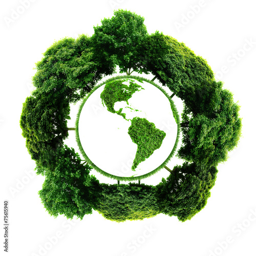 Ecology planet with with trees around. eco earth