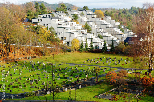 Top view of a settlement and cemetery photo