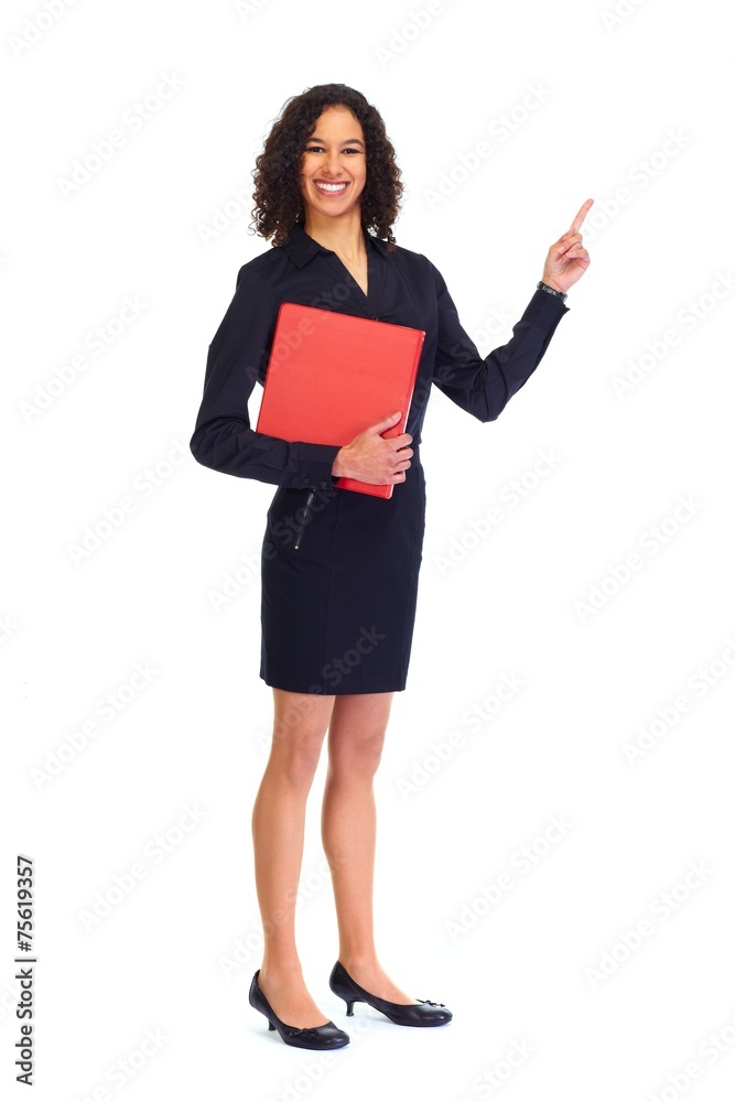 Young business woman presenting copy space. Young business woman presenting copy space.
