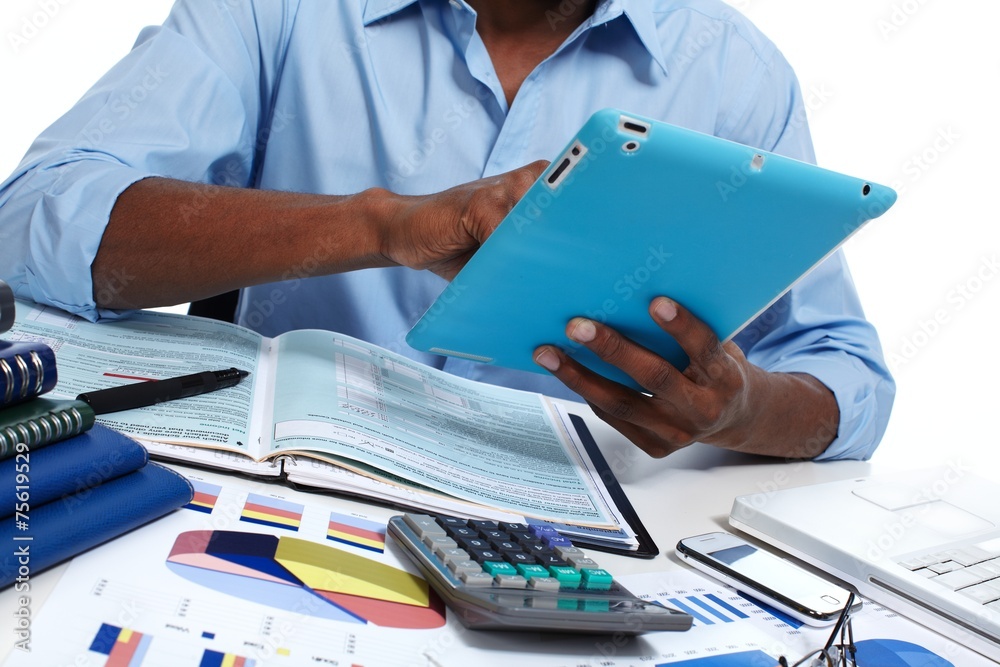 Black man with tablet computer Black man with tablet computer