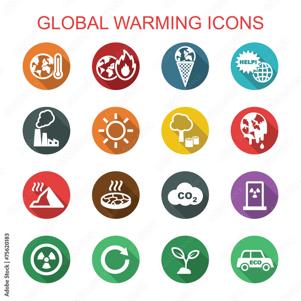 global warming long shadow icons