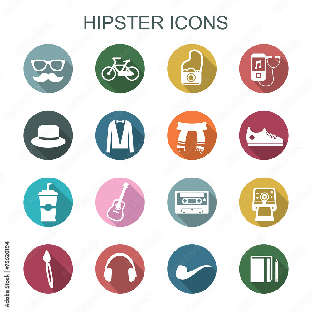hipster long shadow icons hipster long shadow icons