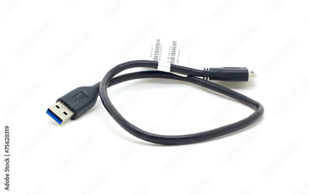 USB cable isolated on white Stock Photo | Adobe Stock