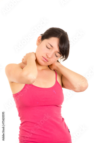 young beautiful woman with neck pain
