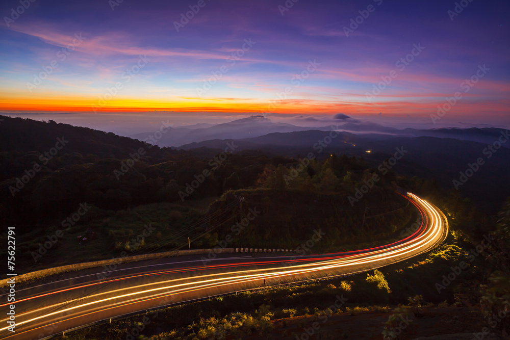 Doi Inthanon National Park in the sunrise at Chiang Mai, Thailan