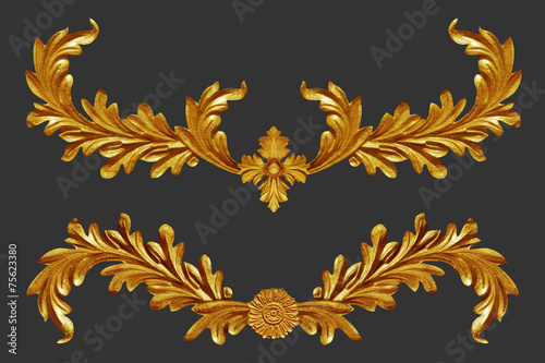 Ornament elements, vintage gold floral designs
