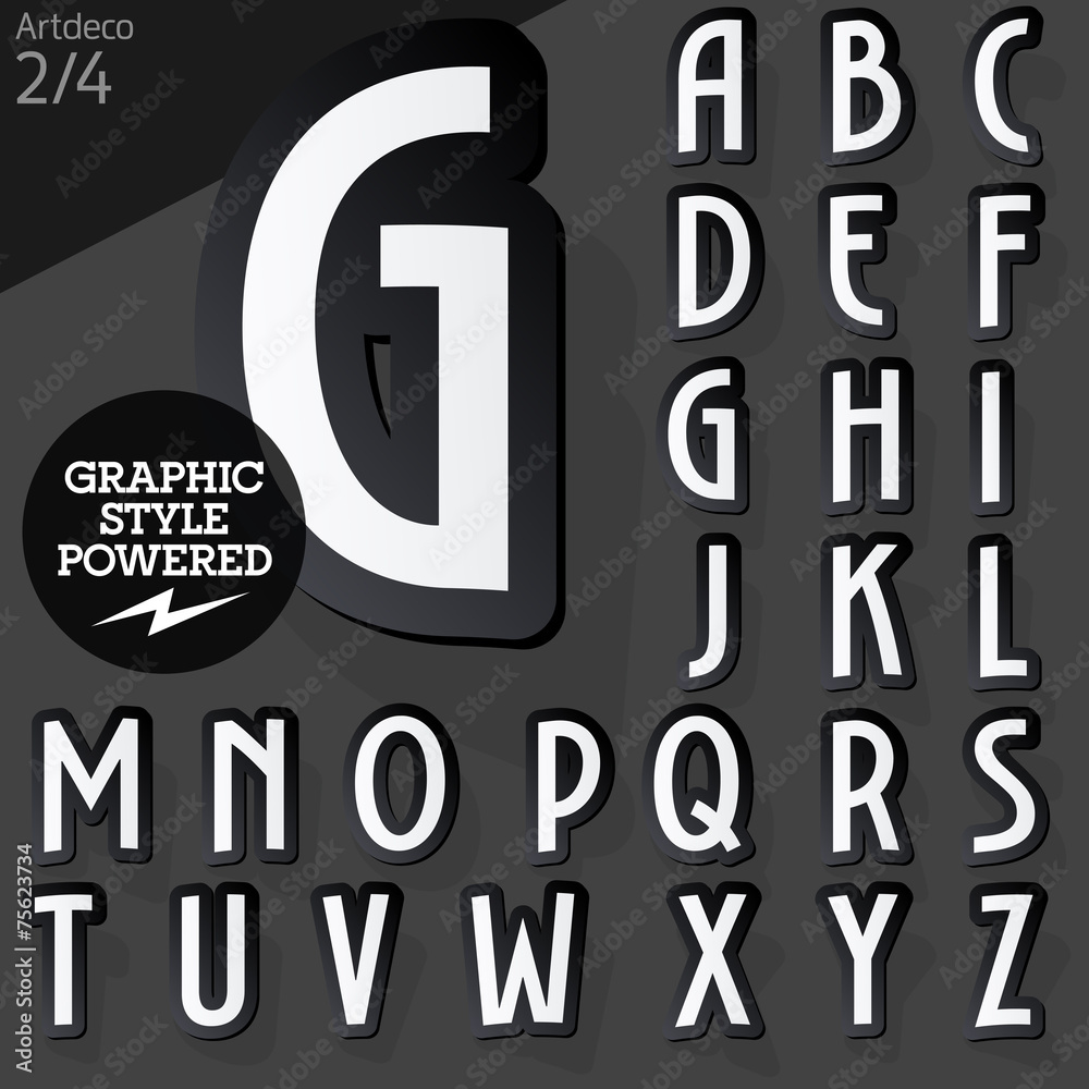 Alphabet set of symbols in the form of stickers. Artdeco black Alphabet set of symbols in the form of stickers. Artdeco black