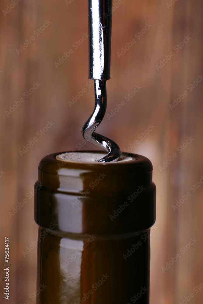 Bottle opener close-up, on wooden background Bottle opener close-up, on wooden background