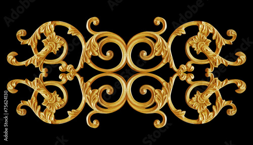 Ornament elements, vintage gold floral designs