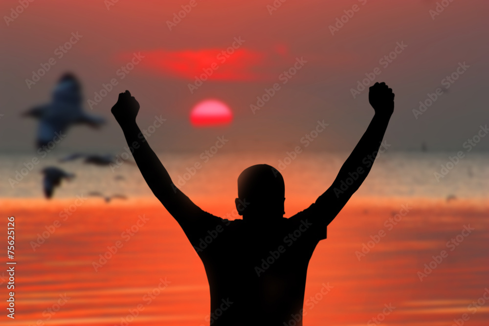 Fototapeta premium man on the sunset