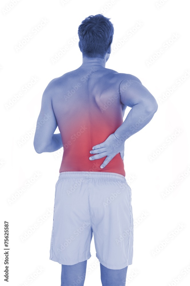 Fototapeta premium Man with shorts suffering from back pain