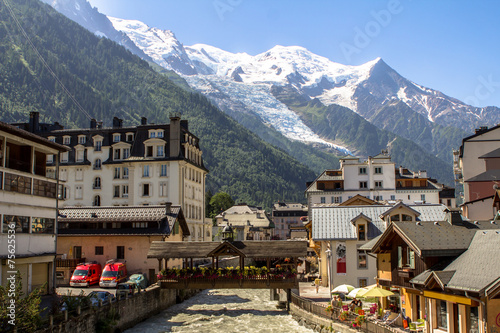 View from Chamonix to Mont Blanc Glacier photo