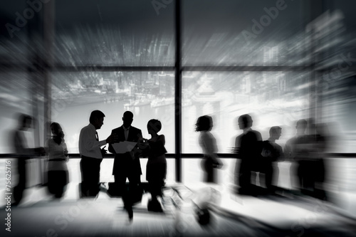 Silhouettes Business People Working Team Meeting Concept