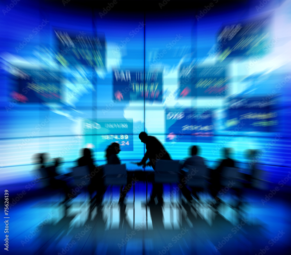 Silhouette Global Business People Meeting Concept Silhouette Global Business People Meeting Concept