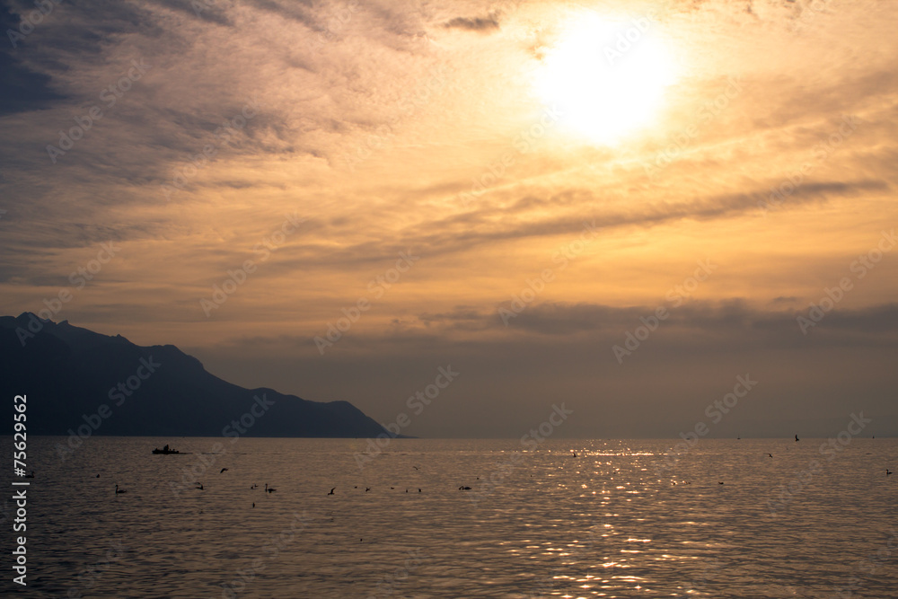 Sunset over Geneva Lake, Switzerland