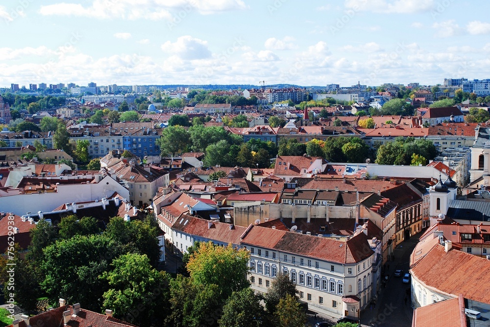 Obraz premium Vilnius city aerial view from Vilnius University tower