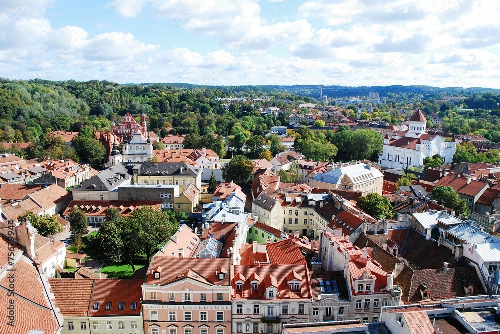 Vilnius city aerial view from Vilnius University tower
