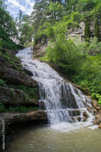 Falls in mountains of caucasus