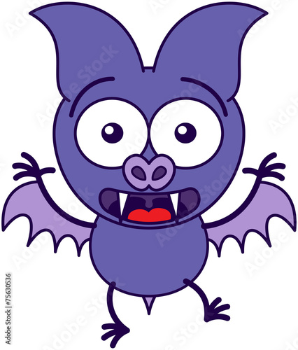 Purple bat feeling surprised and scared