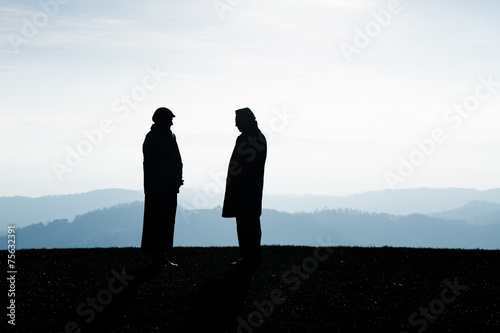 Two people talking about the future. People making agreement.