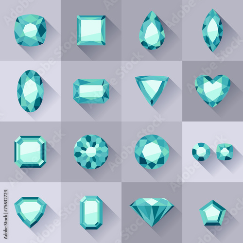 Set of flat style green jewels.