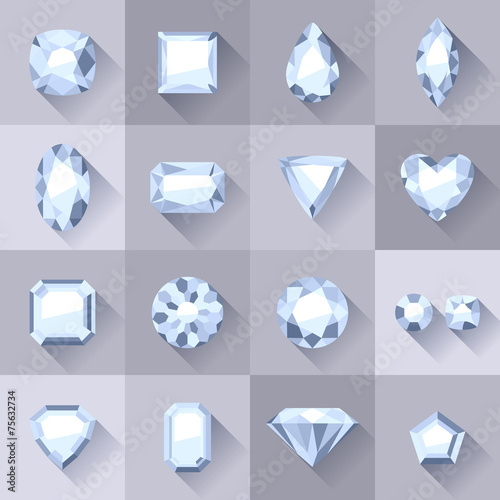 Set of flat style white jewels.