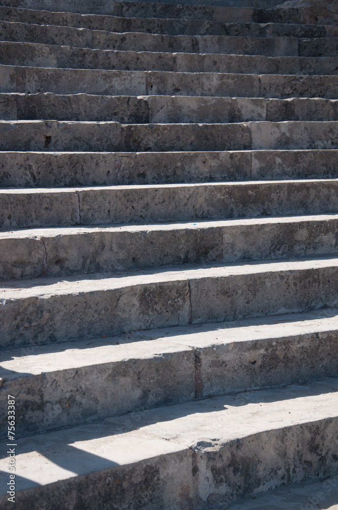 Old stone staircase with curved design, Old stone staircase with curved design,